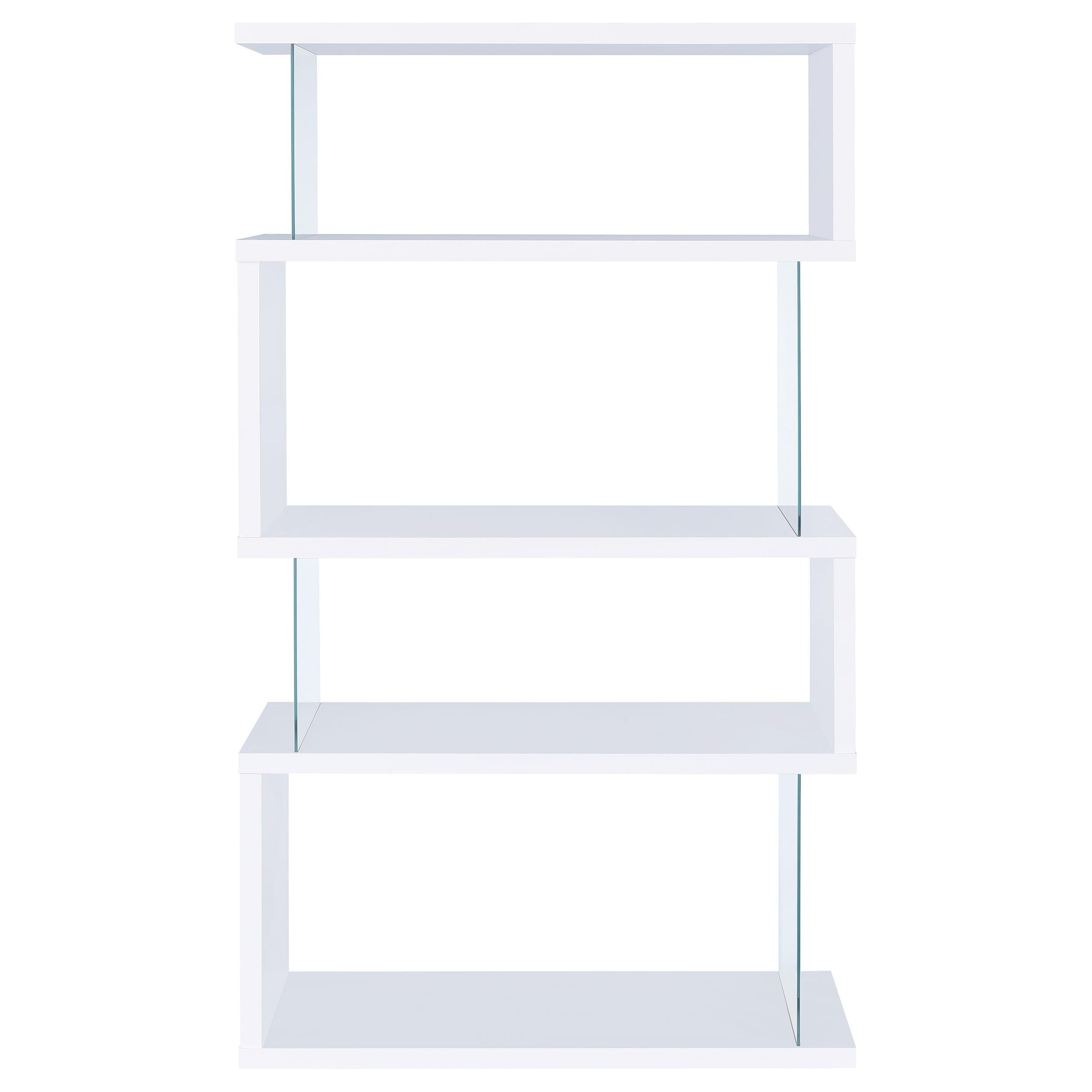  Coaster Furniture Emelle 800300 63-inch 4-shelf Glass Panel Bookshelf - White IMAGE 2