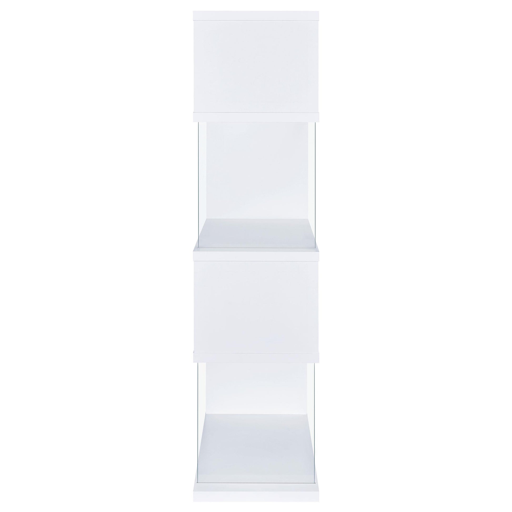  Coaster Furniture Emelle 800300 63-inch 4-shelf Glass Panel Bookshelf - White IMAGE 3