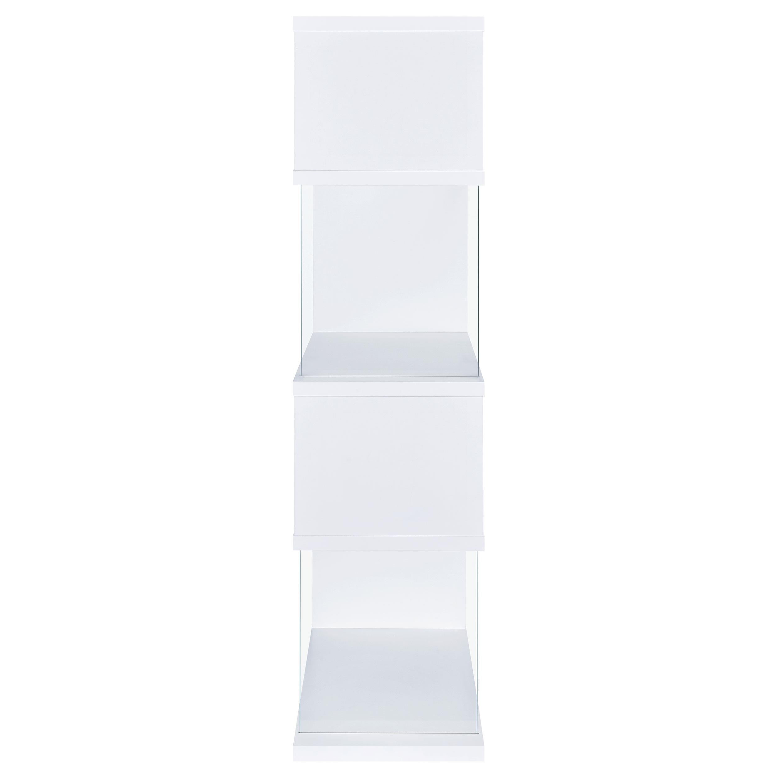  Coaster Furniture Emelle 800300 63-inch 4-shelf Glass Panel Bookshelf - White IMAGE 3