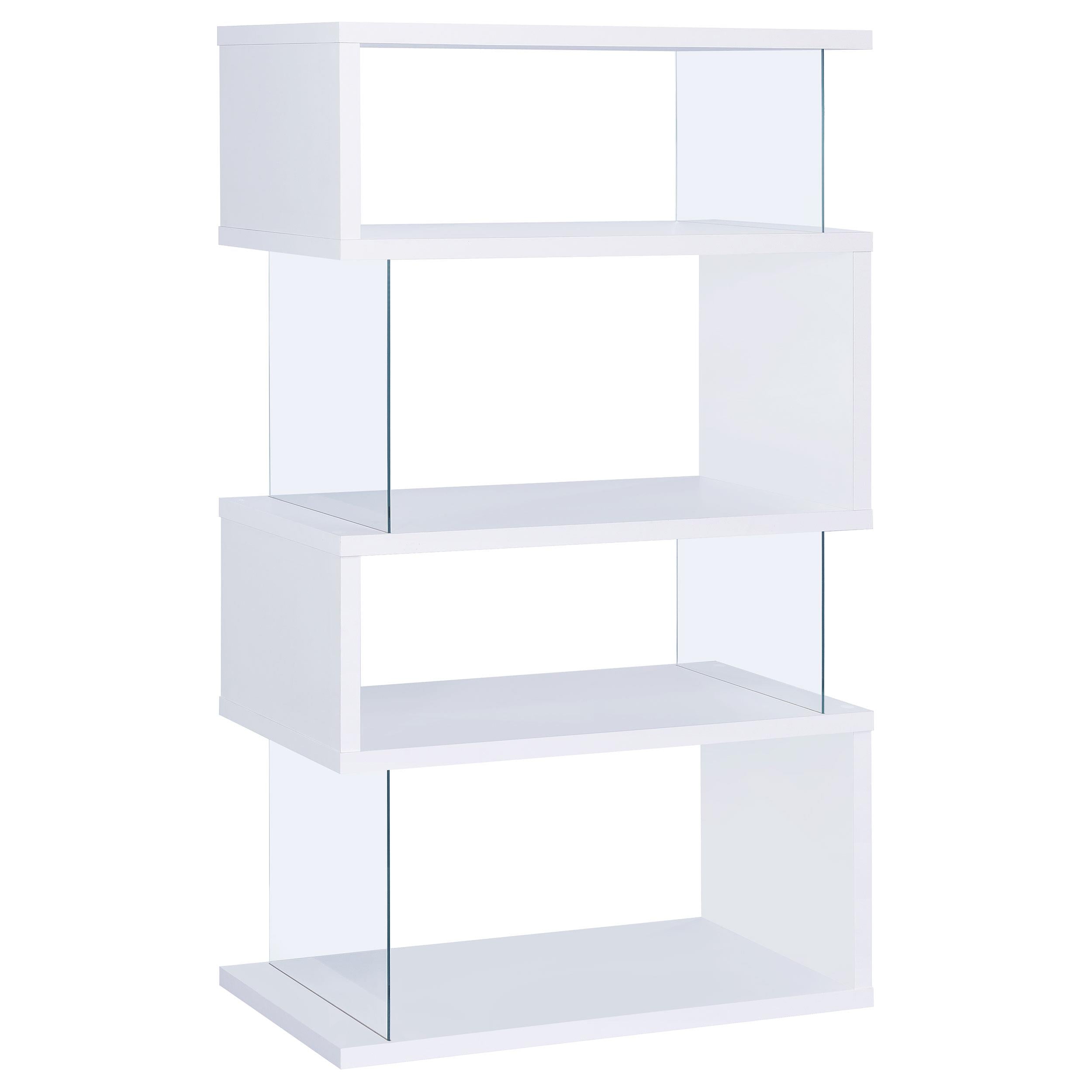  Coaster Furniture Emelle 800300 63-inch 4-shelf Glass Panel Bookshelf - White IMAGE 4