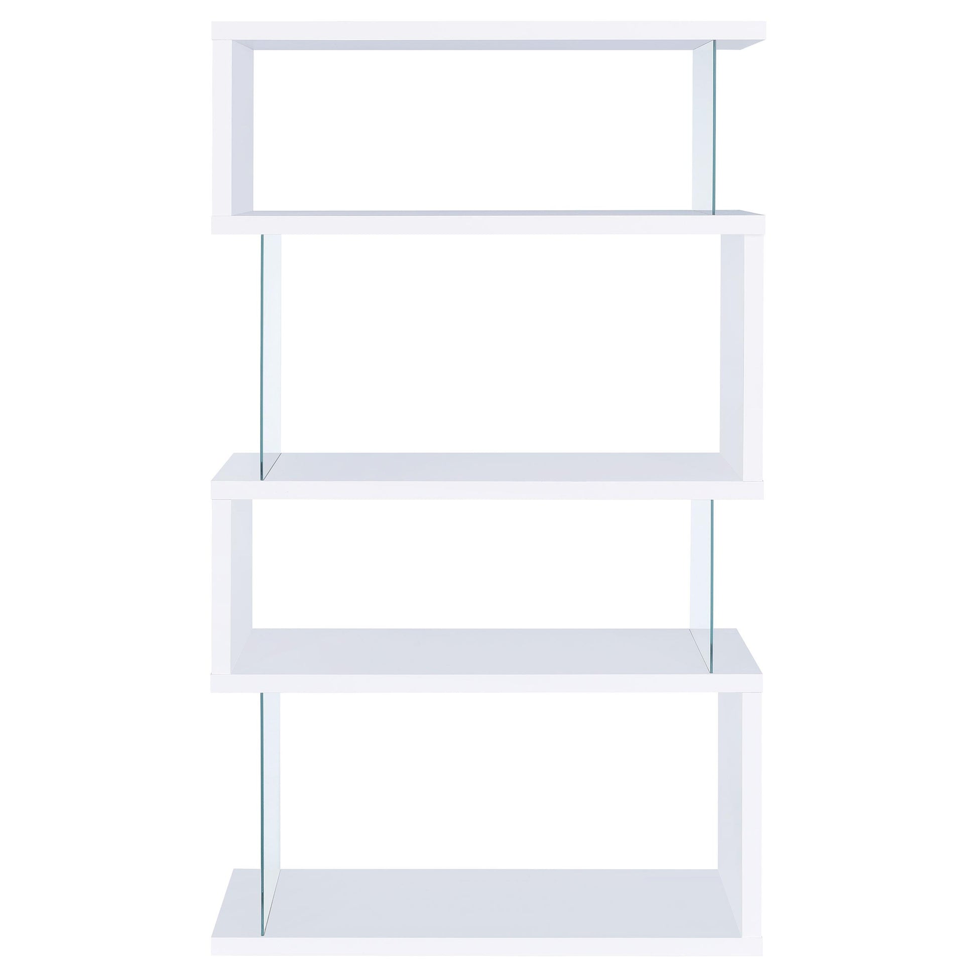  Coaster Furniture Emelle 800300 63-inch 4-shelf Glass Panel Bookshelf - White IMAGE 5