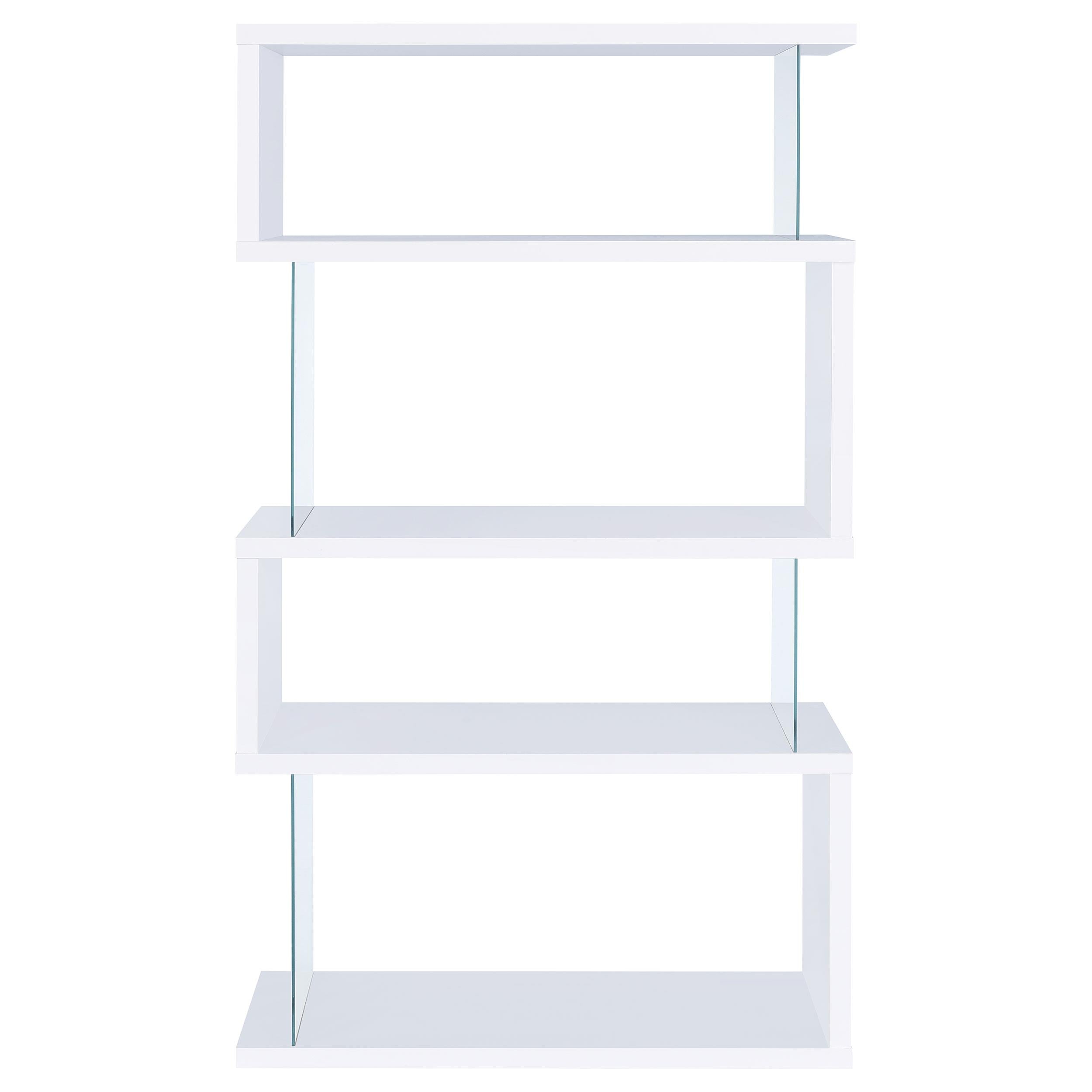  Coaster Furniture Emelle 800300 63-inch 4-shelf Glass Panel Bookshelf - White IMAGE 5
