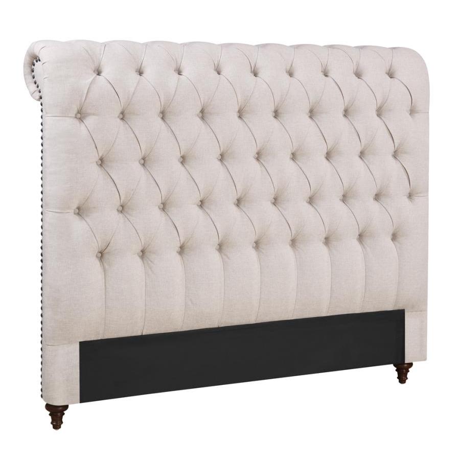  Size_Queen  -- Devon Upholstered Panel Bed IMAGE 2