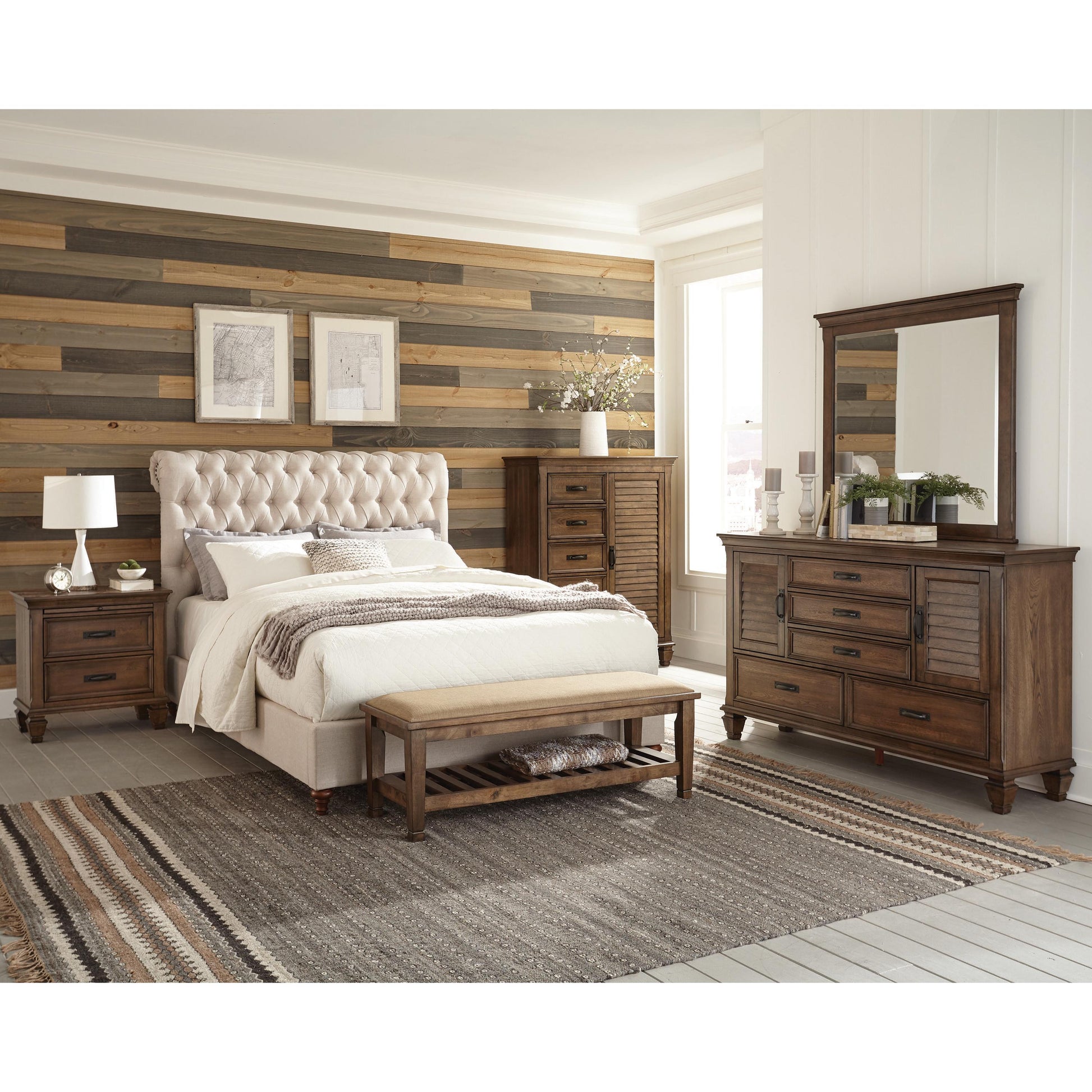  Size_Queen  -- Devon Upholstered Panel Bed IMAGE 5