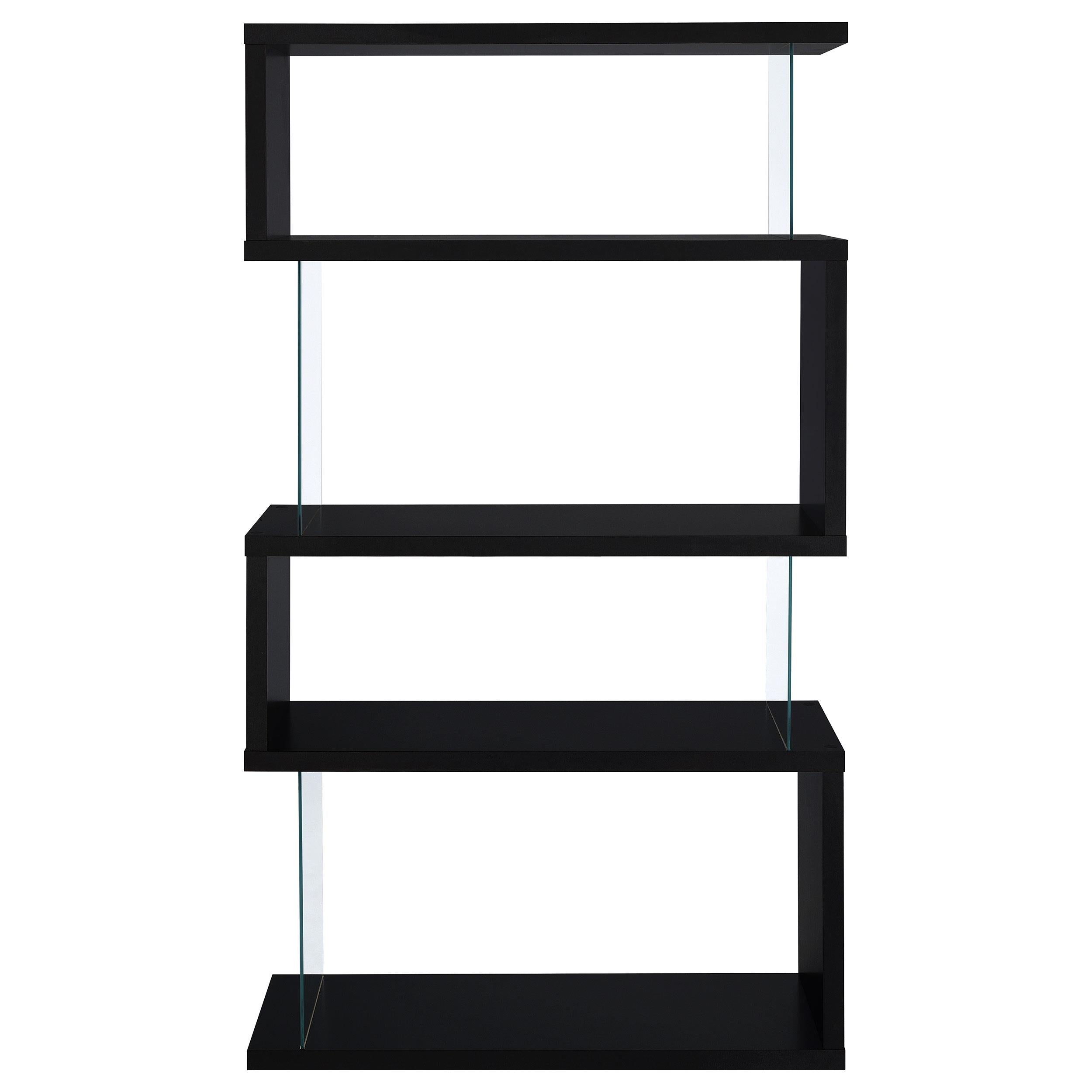 Coaster Furniture Emelle 800340 63-inch 4-shelf Glass Panel Bookshelf - Black IMAGE 2