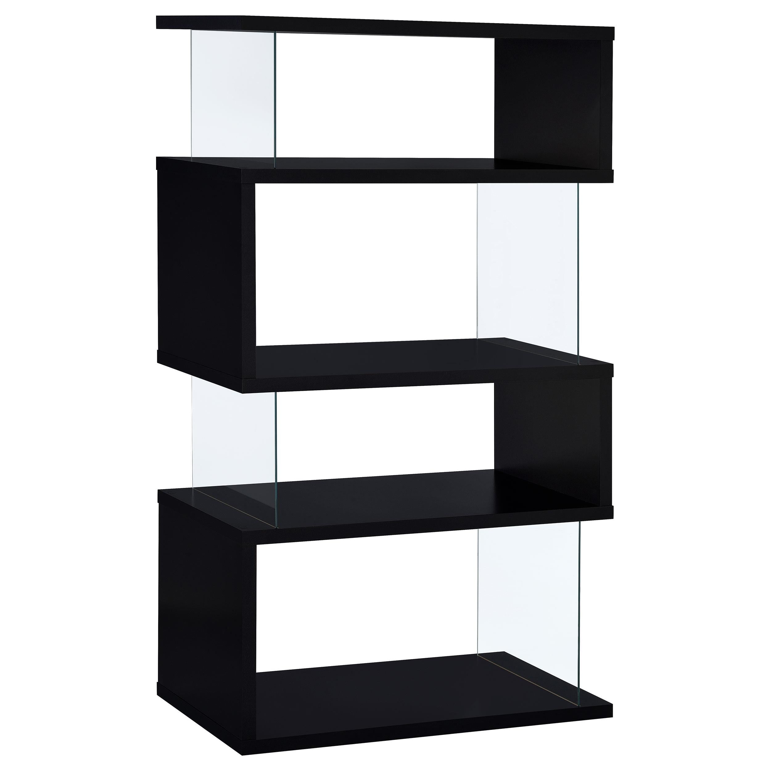  Coaster Furniture Emelle 800340 63-inch 4-shelf Glass Panel Bookshelf - Black IMAGE 4