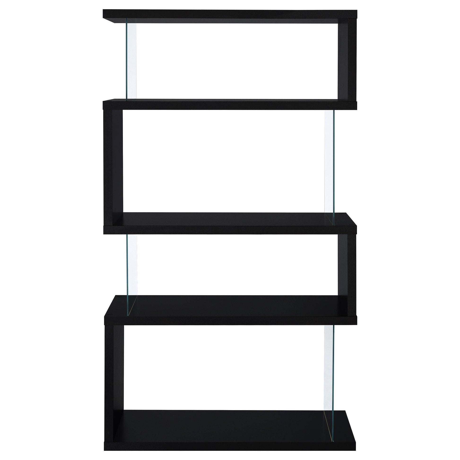  Coaster Furniture Emelle 800340 63-inch 4-shelf Glass Panel Bookshelf - Black IMAGE 5