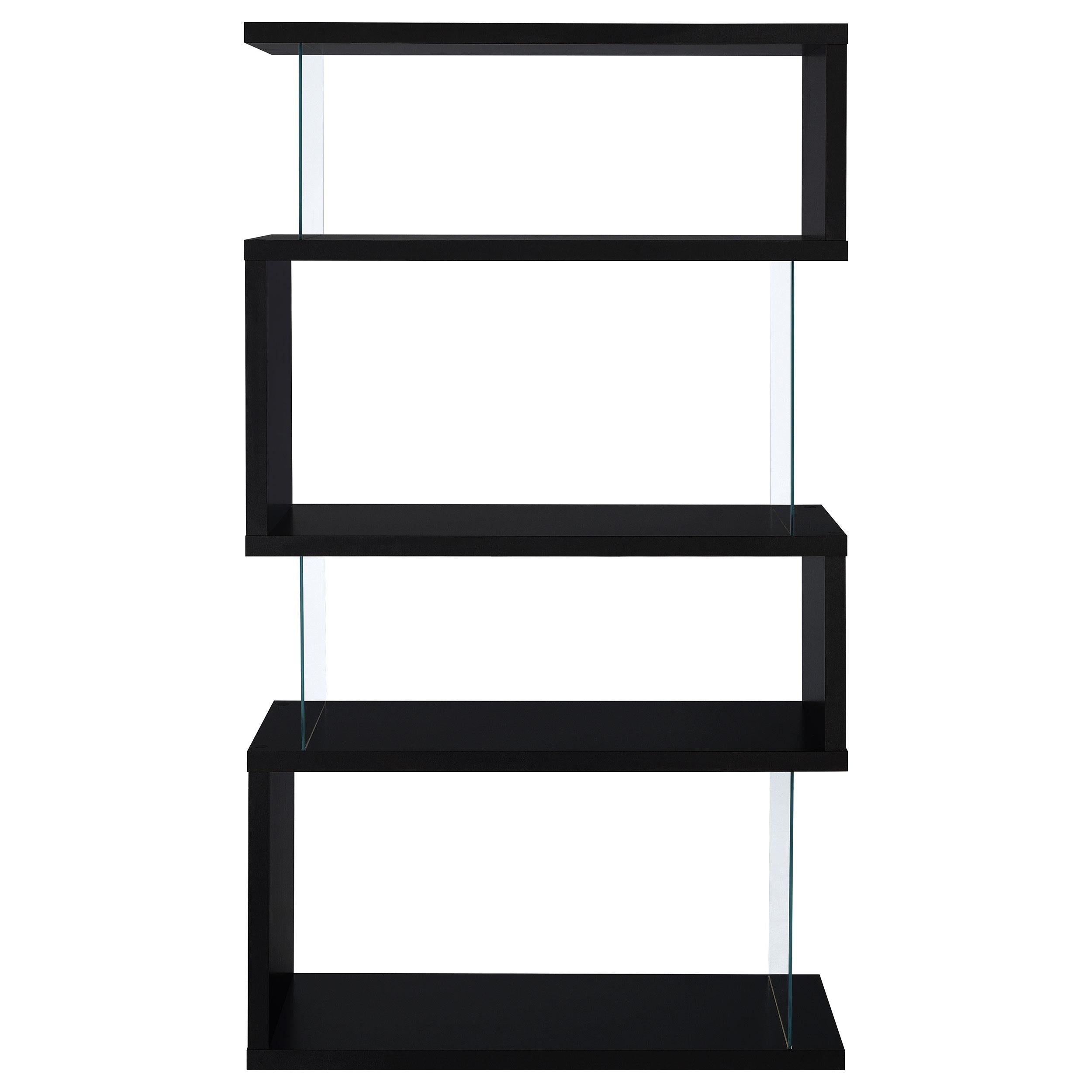  Coaster Furniture Emelle 800340 63-inch 4-shelf Glass Panel Bookshelf - Black IMAGE 5