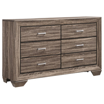  Coaster Furniture Kauffman 204193 6-Drawer Dresser - Washed Taupe IMAGE 1