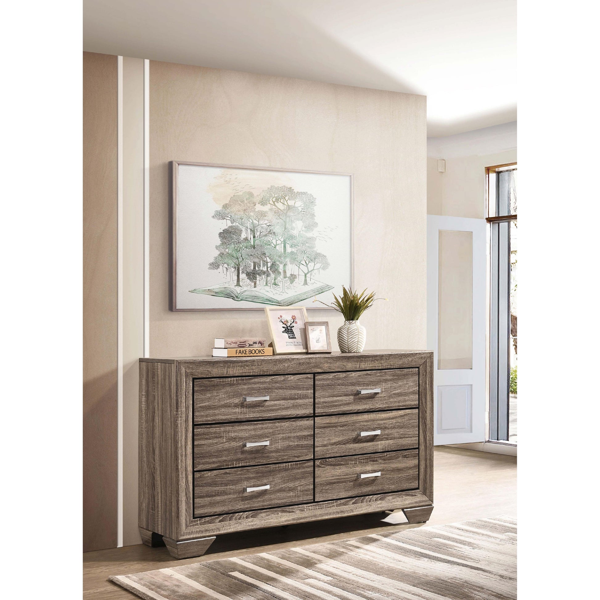  Coaster Furniture Kauffman 204193 6-Drawer Dresser - Washed Taupe IMAGE 9