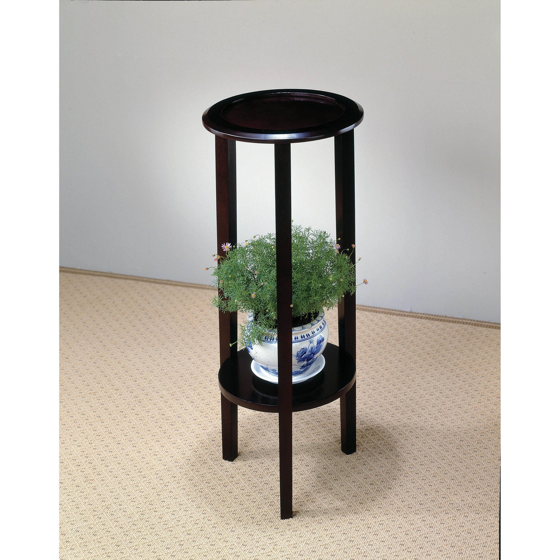  Coaster Furniture Kirk 900936 1-shelf Round Wood Plant Stand Side Table - Espresso IMAGE 1