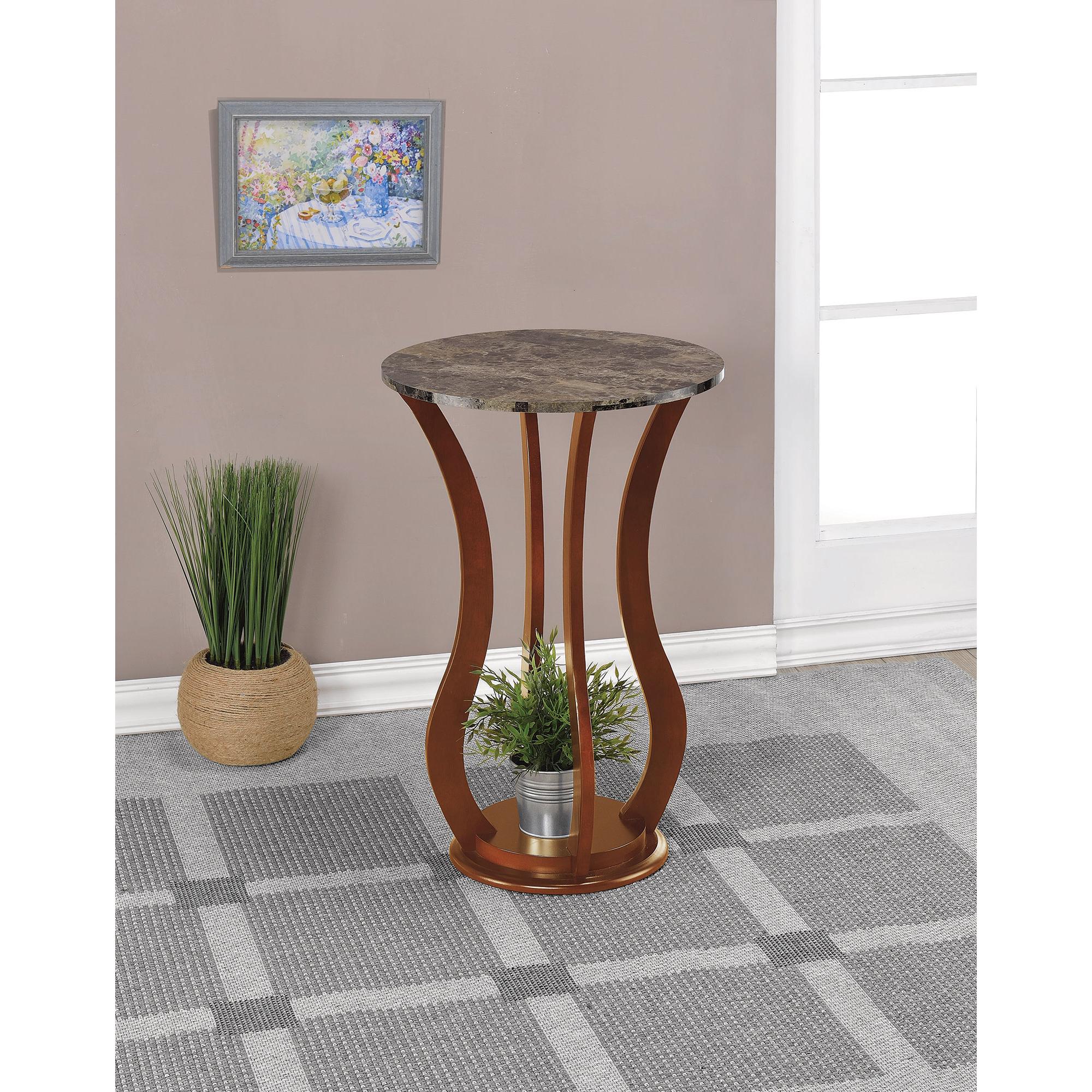  Coaster Furniture Elton 900926 Round Faux Marble Top Accent Side Table - Brown IMAGE 1
