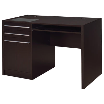  Coaster Furniture Halston 800702 47-inch 2-Drawer Office Desk with Cabinet - Cappuccino IMAGE 1