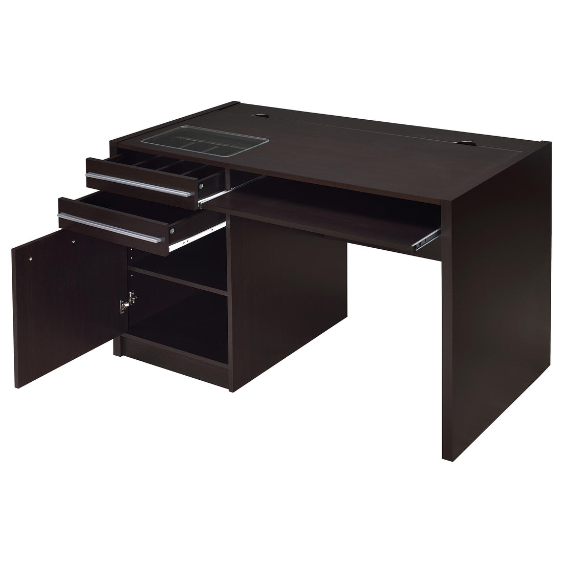  Coaster Furniture Halston 800702 47-inch 2-Drawer Office Desk with Cabinet - Cappuccino IMAGE 1