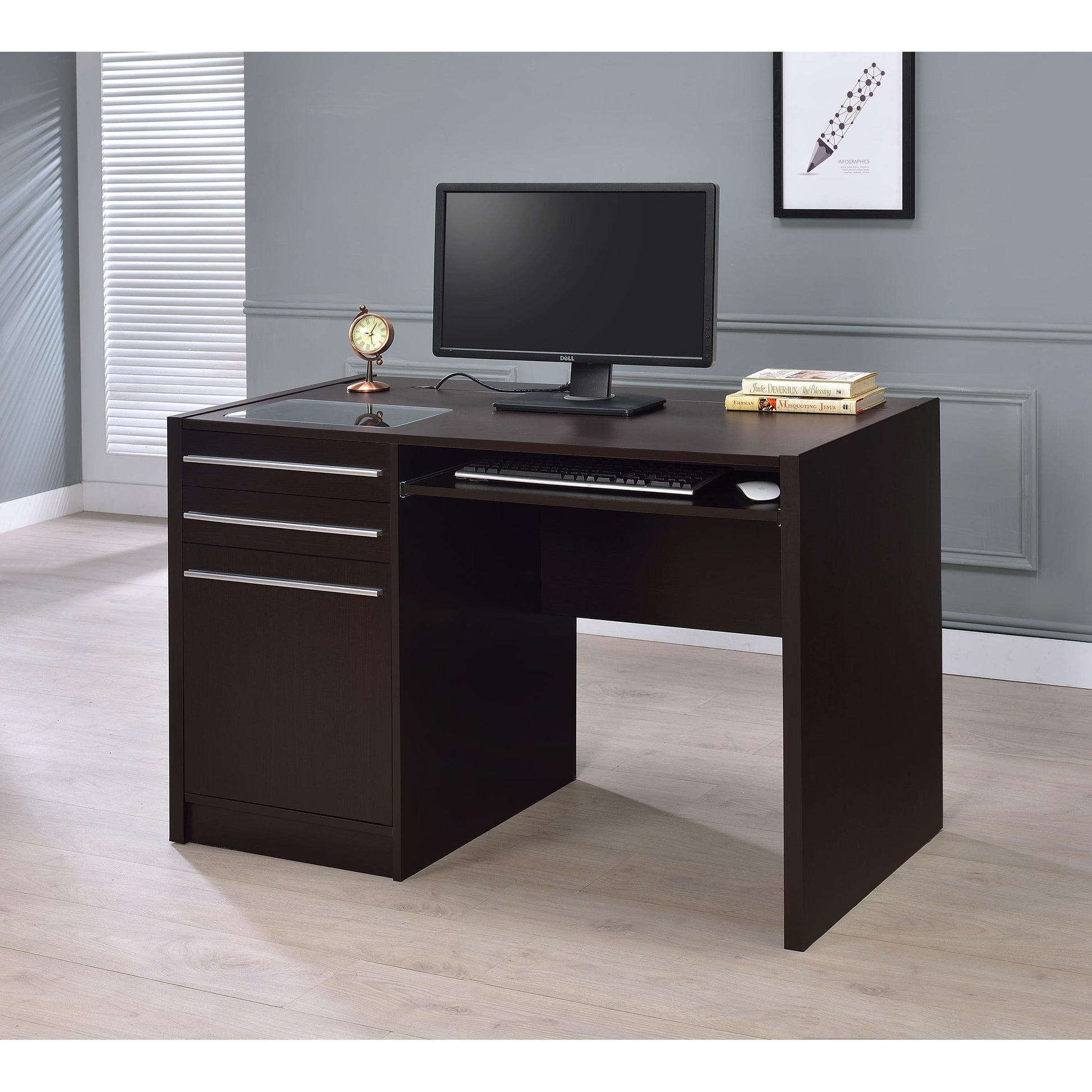  Coaster Furniture Halston 800702 47-inch 2-Drawer Office Desk with Cabinet - Cappuccino IMAGE 7