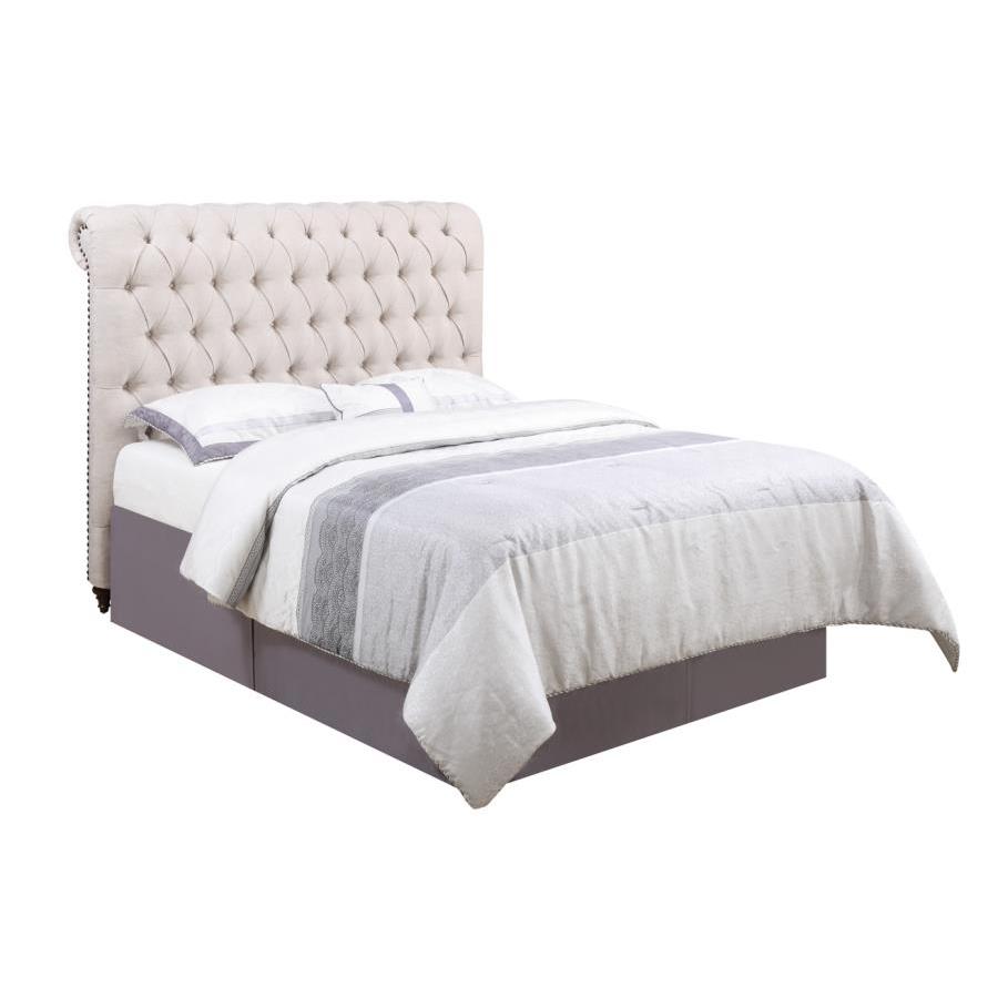  Size_King  -- Devon 300525KE 57-inch Upholstered Eastern King Panel Bed - Beige IMAGE 2
