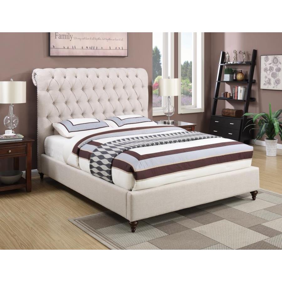  Size_King  -- Devon 300525KE 57-inch Upholstered Eastern King Panel Bed - Beige IMAGE 4