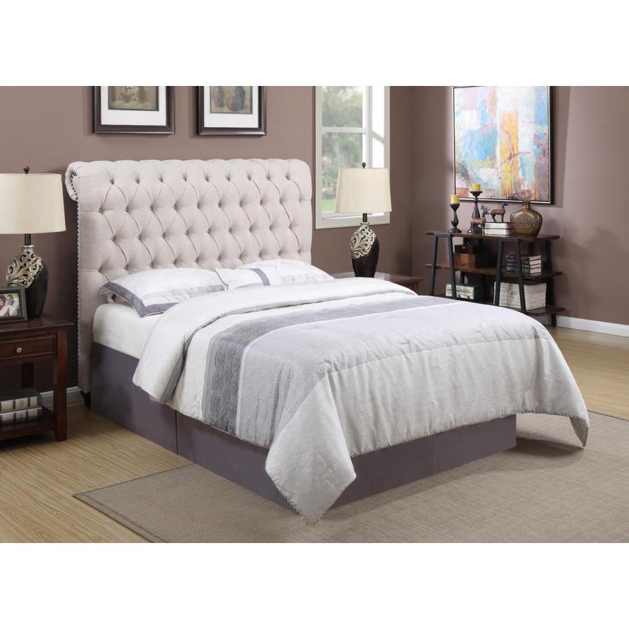  Size_King  -- Devon 300525KE 57-inch Upholstered Eastern King Panel Bed - Beige IMAGE 5