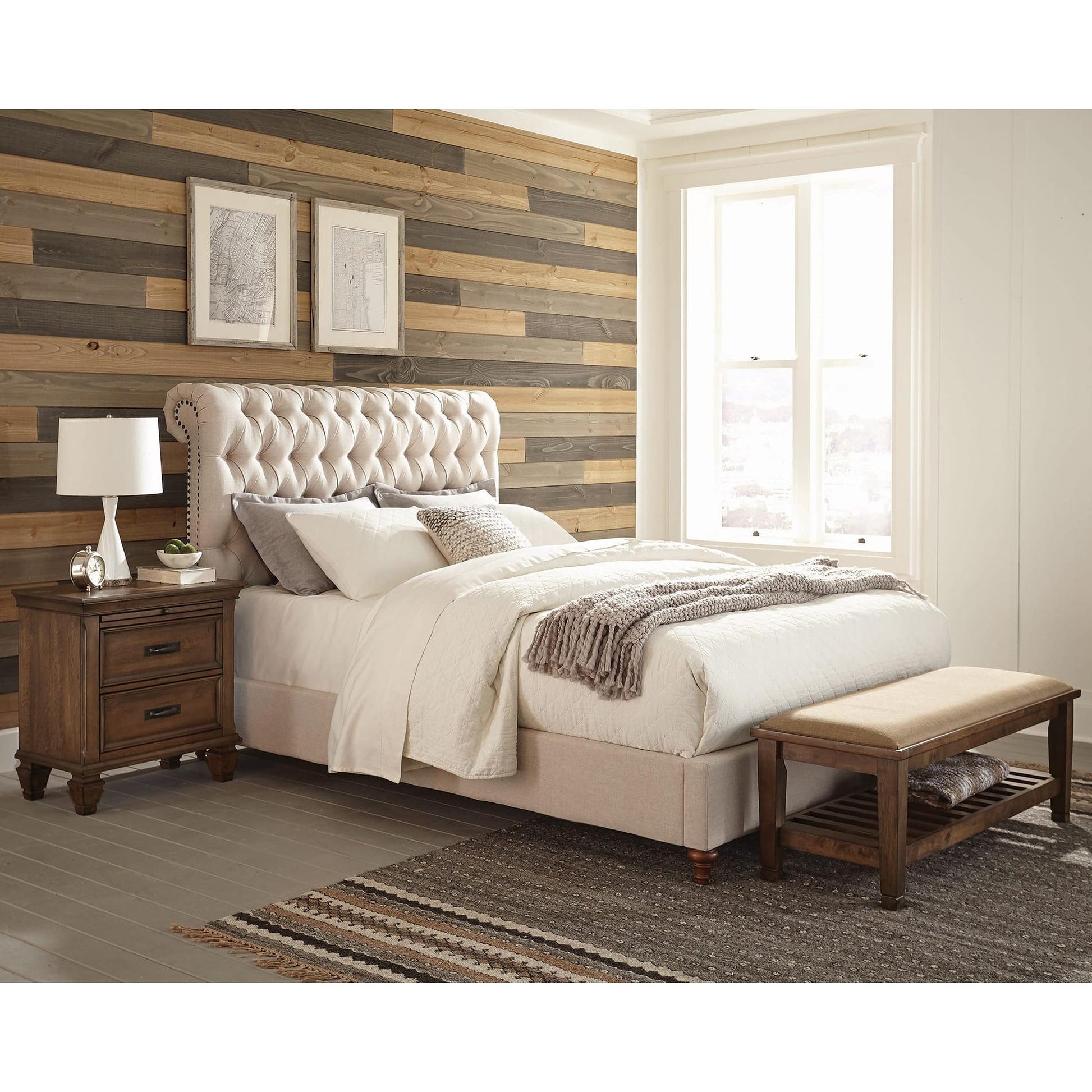  Size_King  -- Devon 300525KE 57-inch Upholstered Eastern King Panel Bed - Beige IMAGE 6