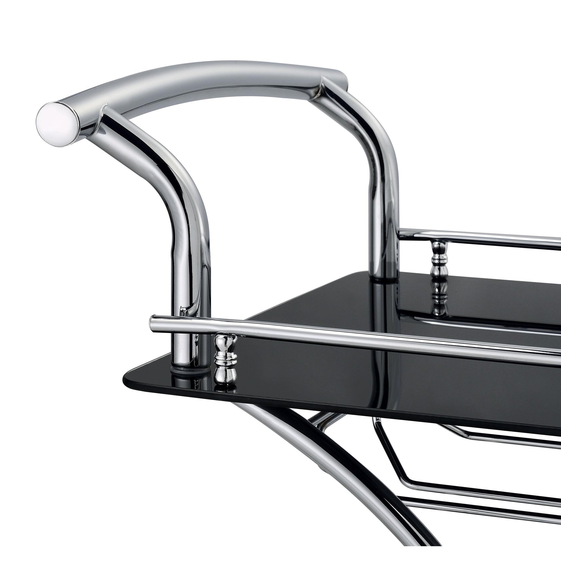  Coaster Furniture Elfman 910001 2-tier Glass Shelf Metal Bar Cart - Black and Chrome IMAGE 9