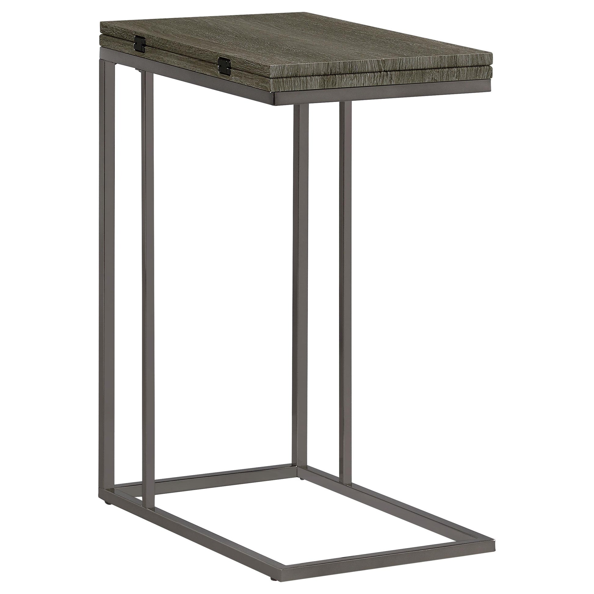  Coaster Furniture Pedro 902864 Expandable C-Shaped Sofa Side Table - Weathered Grey IMAGE 1