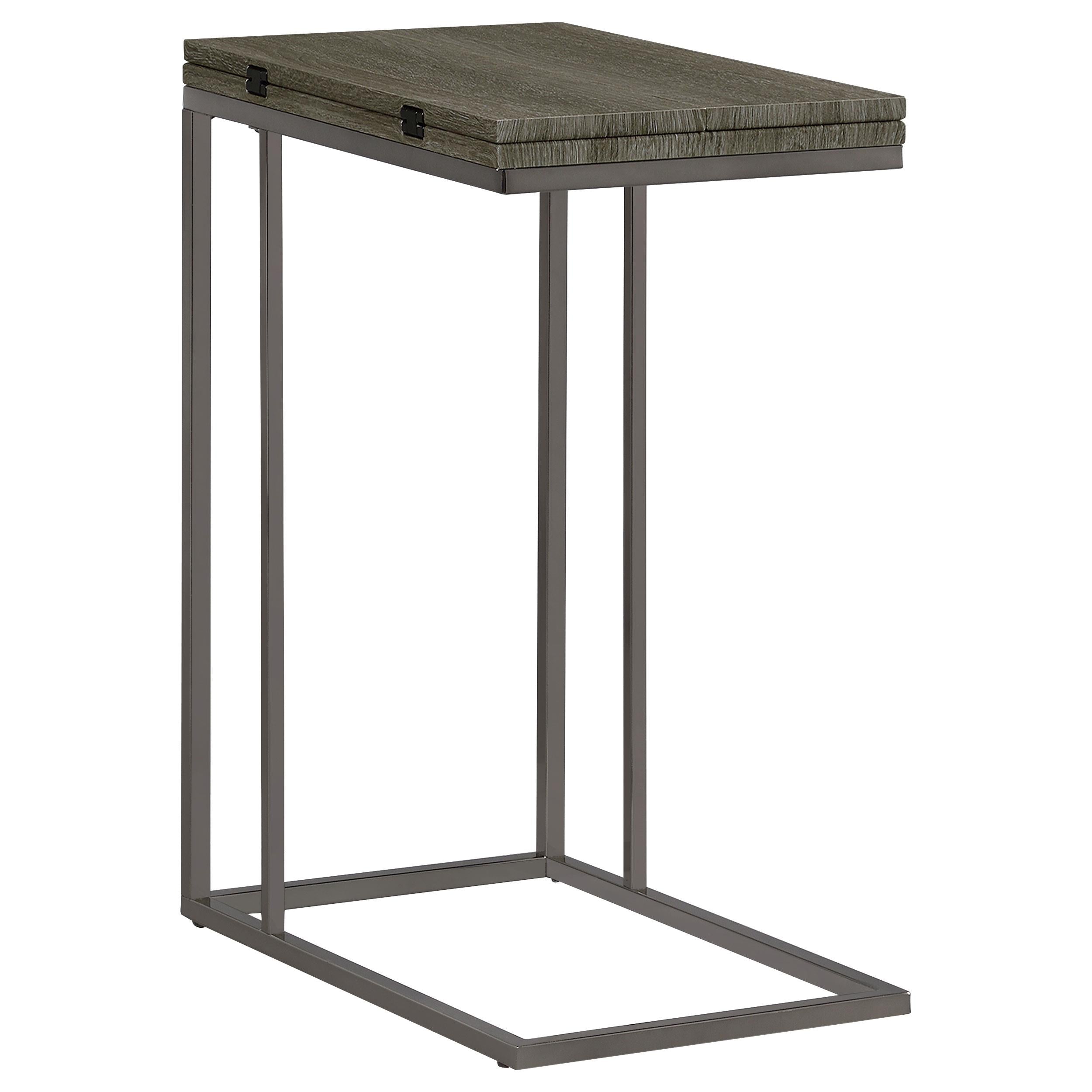  Coaster Furniture Pedro 902864 Expandable C-Shaped Sofa Side Table - Weathered Grey IMAGE 1