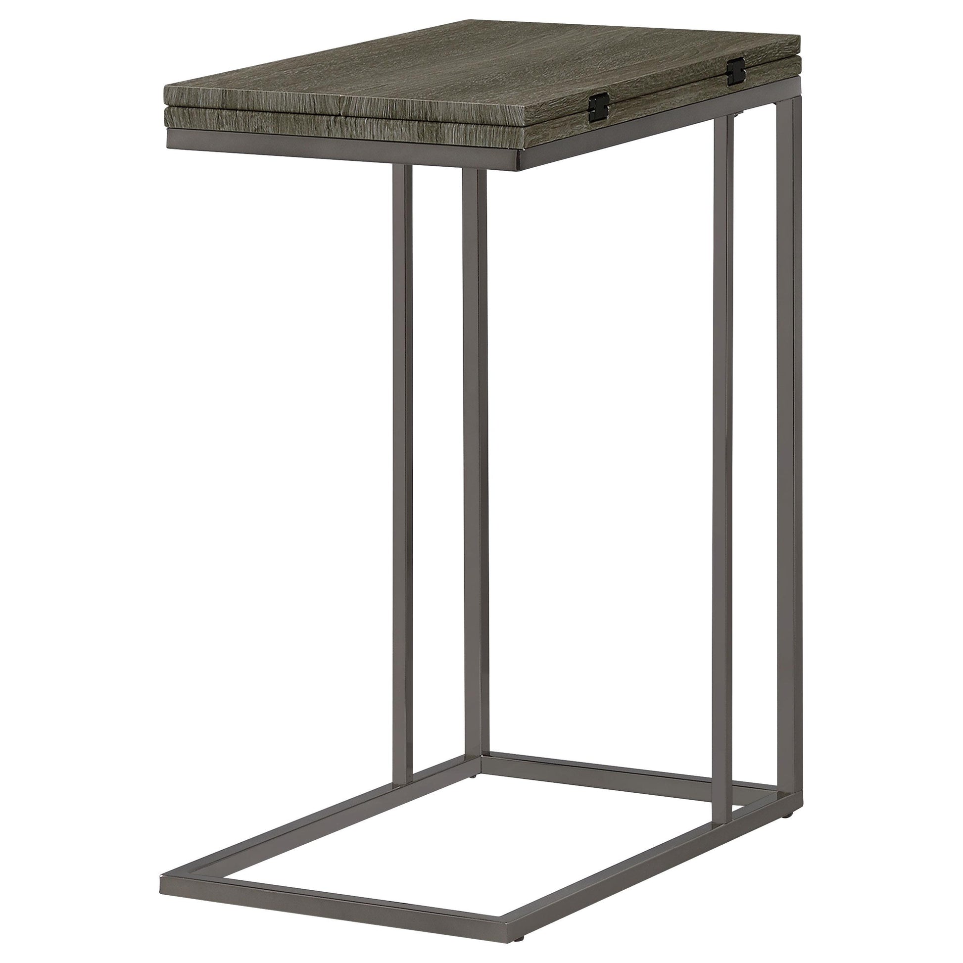  Coaster Furniture Pedro 902864 Expandable C-Shaped Sofa Side Table - Weathered Grey IMAGE 4