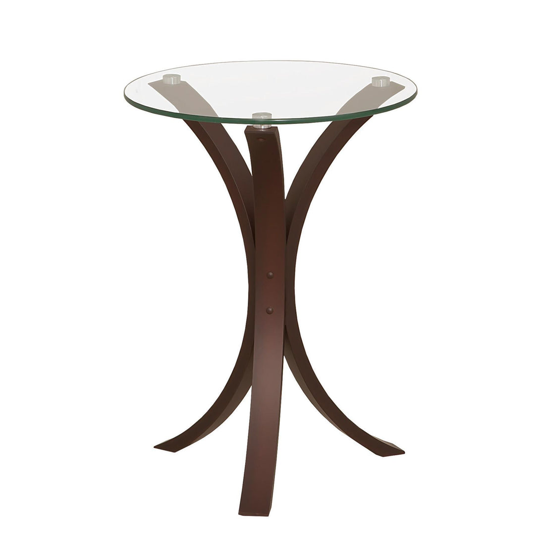  Coaster Furniture Edgar 902867 Round Glass Top Accent Side Table - Cappuccino IMAGE 1