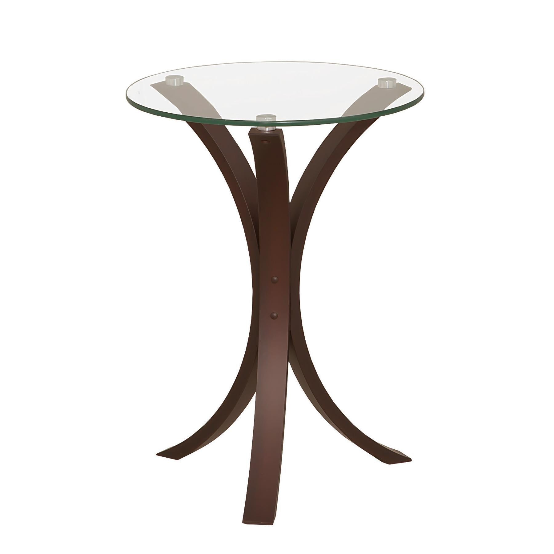  Coaster Furniture Edgar 902867 Round Glass Top Accent Side Table - Cappuccino IMAGE 1