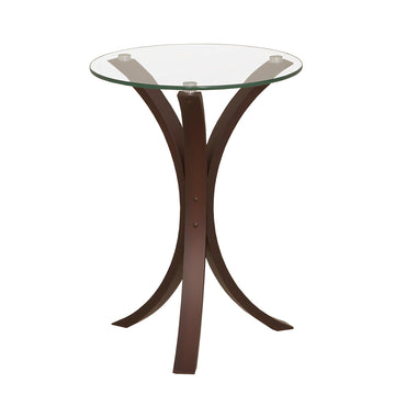  Coaster Furniture Edgar 902867 Round Glass Top Accent Side Table - Cappuccino IMAGE 1