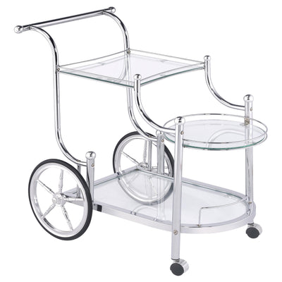  Coaster Furniture Sarandon 910076 3-tier Glass Shelf Metal Bar Cart - Chrome IMAGE 1