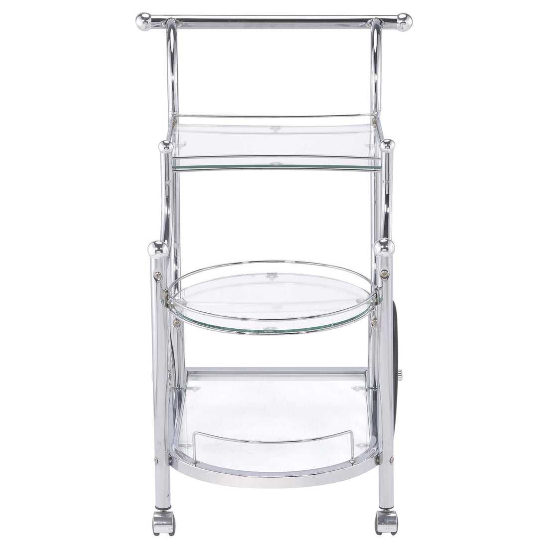  Coaster Furniture Sarandon 910076 3-tier Glass Shelf Metal Bar Cart - Chrome IMAGE 1