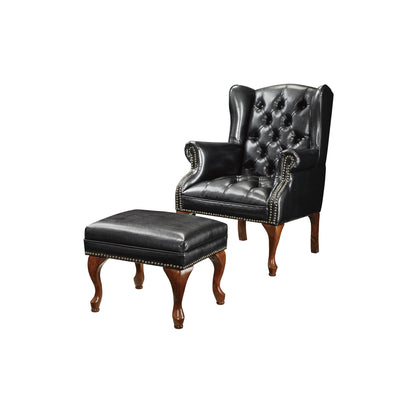  Coaster Furniture Roberts 900262 Upholstered Wingback Chair and Ottoman Set - Black IMAGE 1