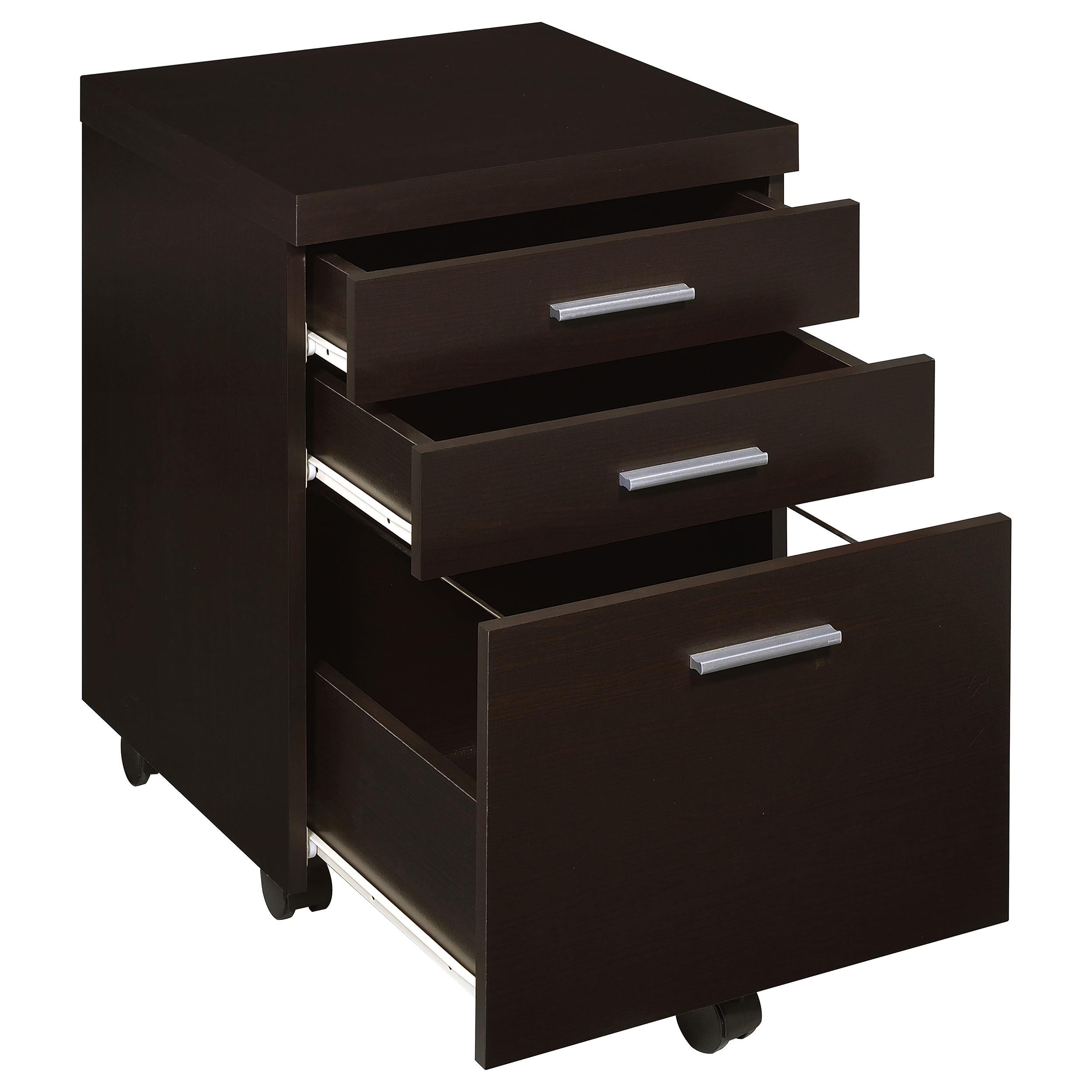  Coaster Furniture Skylar 800894 3-Drawer Home Office Mobile File Cabinet - Cappuccino IMAGE 2