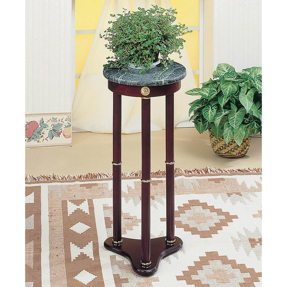  Coaster Furniture Edie 3315 Round Marble Top Accent Side Table - Merlot IMAGE 1