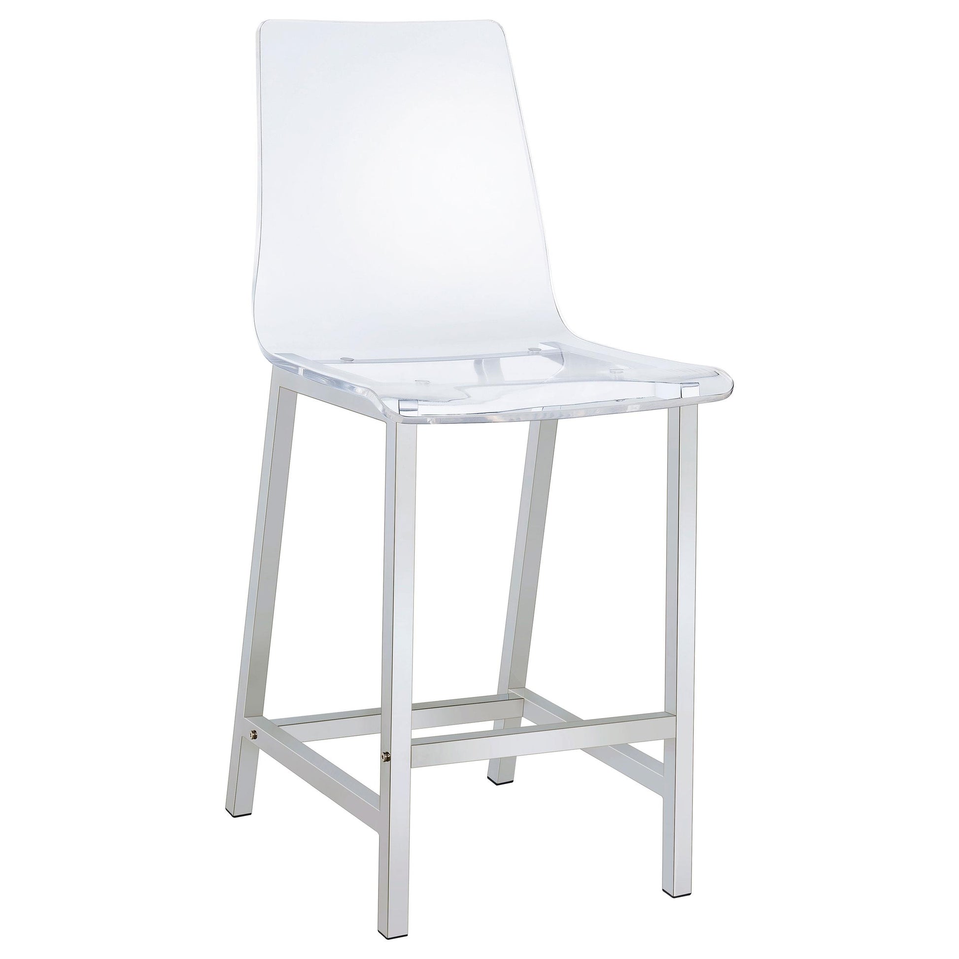  Coaster Furniture Juelia 100265 Clear Acrylic Counter Chair - Chrome (Set of 2) IMAGE 1