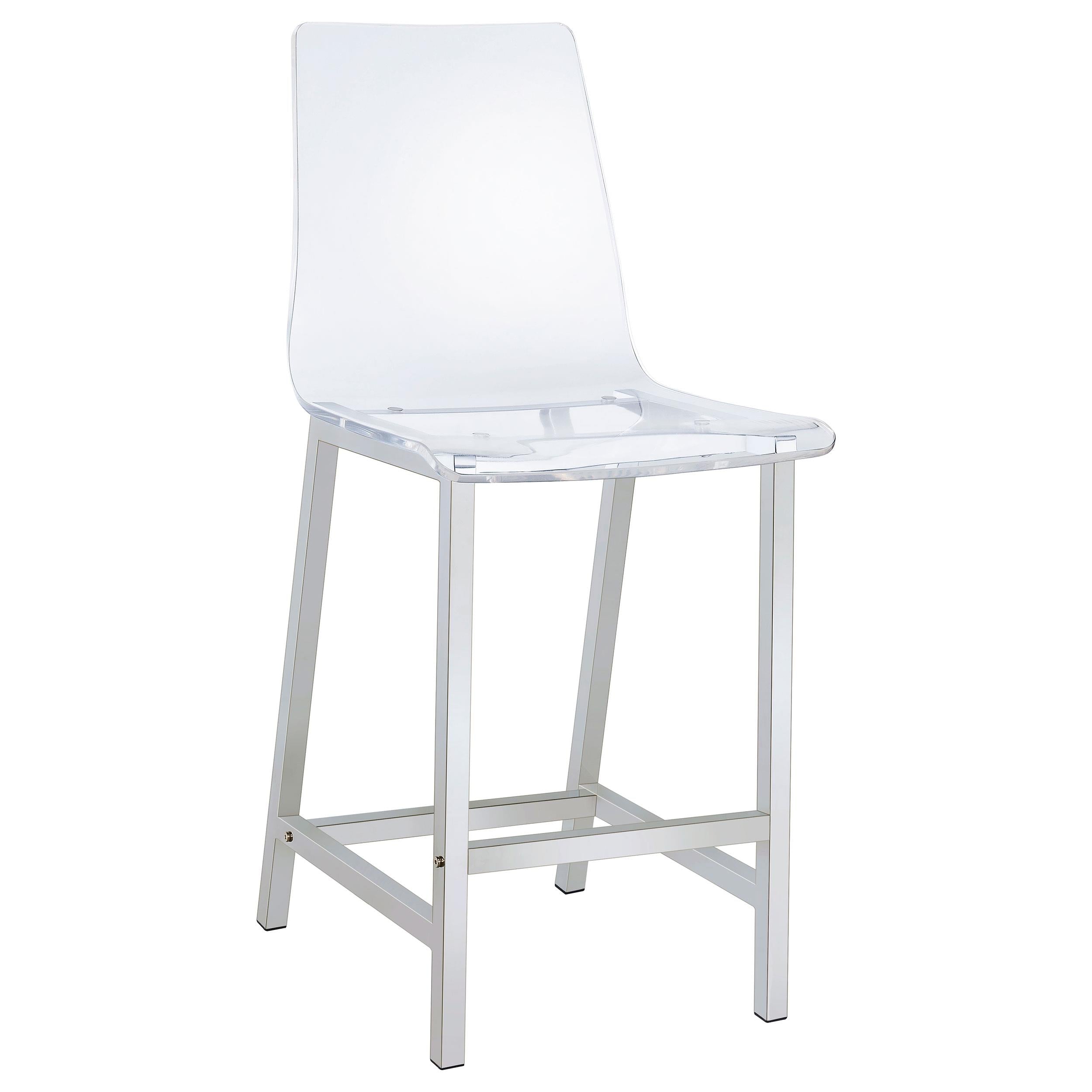  Coaster Furniture Juelia 100265 Clear Acrylic Counter Chair - Chrome (Set of 2) IMAGE 1