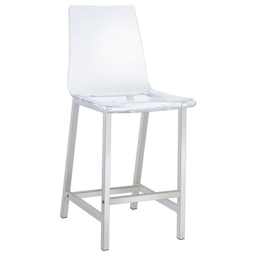  Coaster Furniture Juelia 100265 Clear Acrylic Counter Chair - Chrome (Set of 2) IMAGE 1
