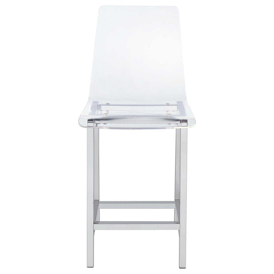  Coaster Furniture Juelia 100265 Clear Acrylic Counter Chair - Chrome (Set of 2) IMAGE 1
