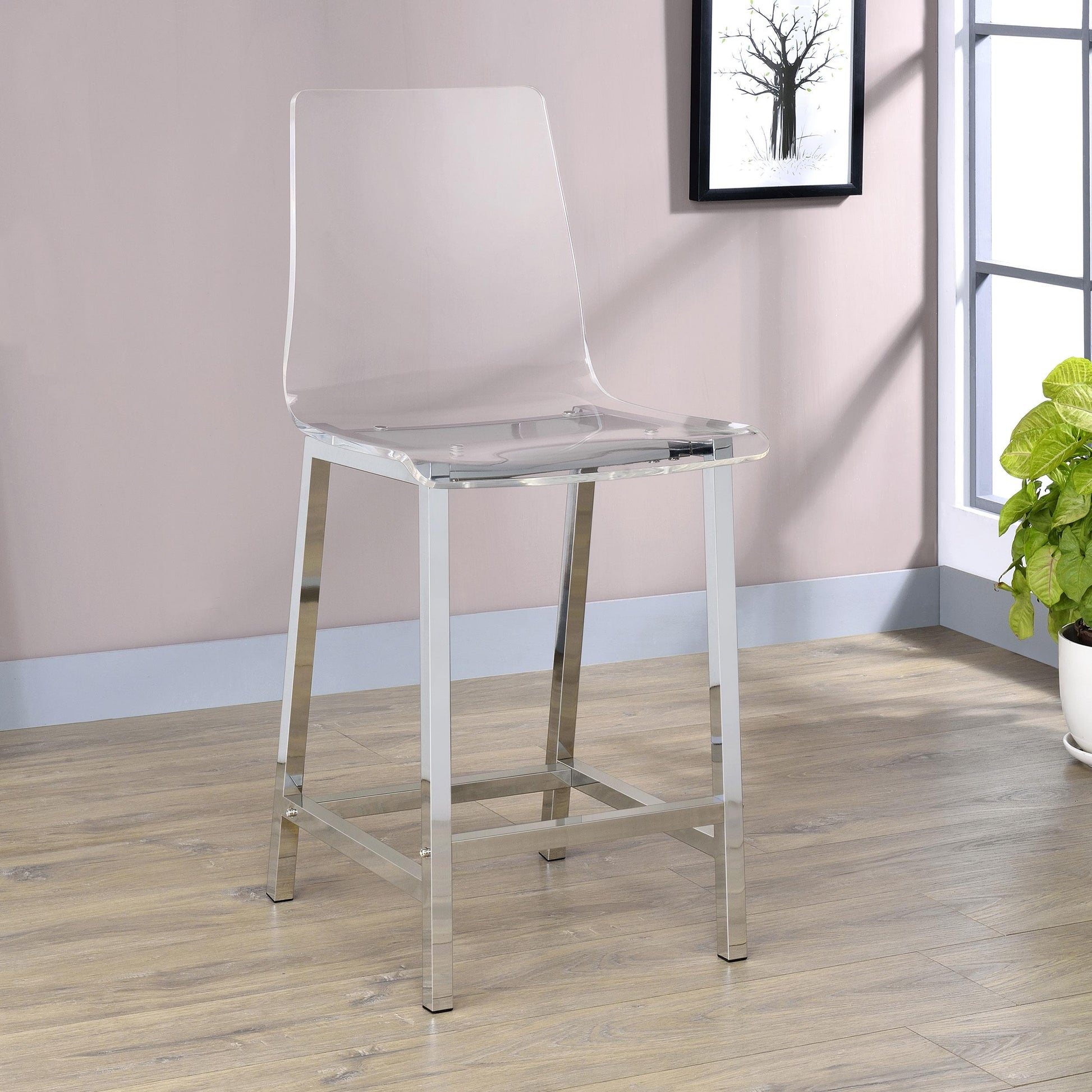  Coaster Furniture Juelia 100265 Clear Acrylic Counter Chair - Chrome (Set of 2) IMAGE 9