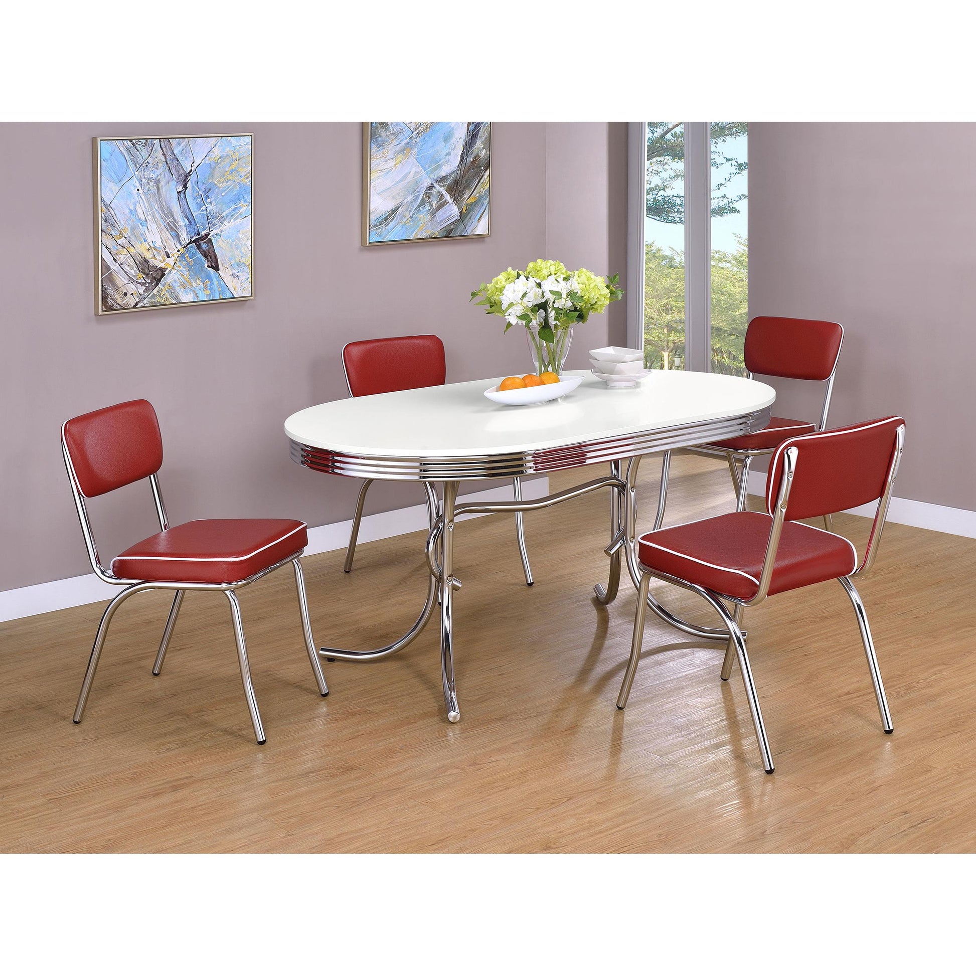  Coaster Furniture Retro 2450R Upholstered Dining Side Chair - Red (Set of 2) IMAGE 10