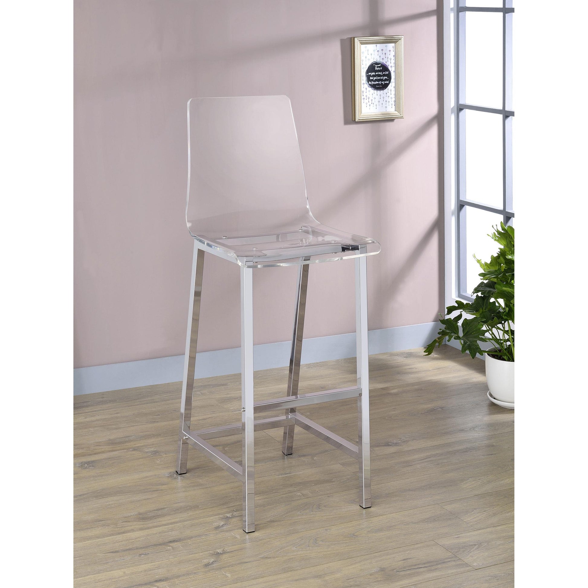  Coaster Furniture Juelia 100295 Clear Acrylic Bar Chair - Chrome (Set of 2) IMAGE 9