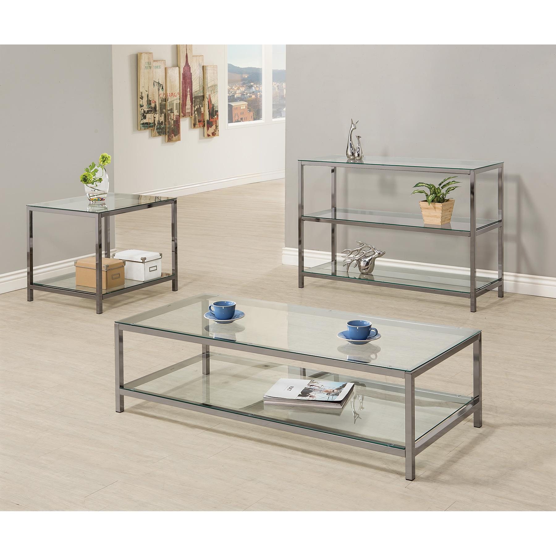  Coaster Furniture Trini 720227 1-shelf Glass Top Side End Table - Black Nickel IMAGE 3