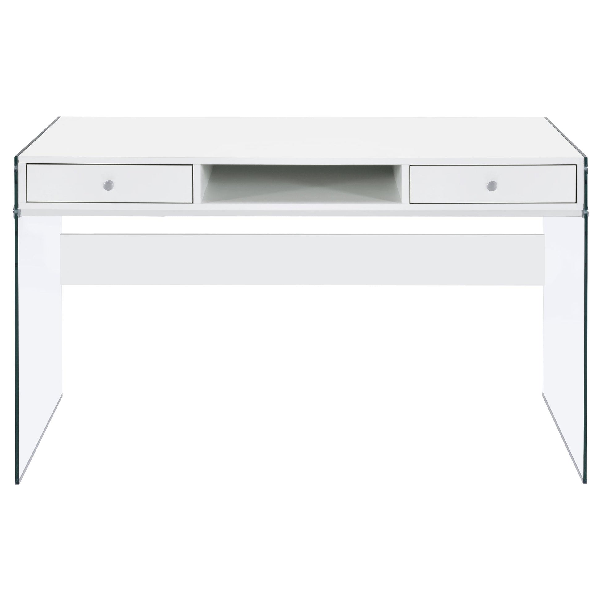  Coaster Furniture Dobrev 800829 48-inch 2-Drawer Writing Desk - White High Gloss IMAGE 3
