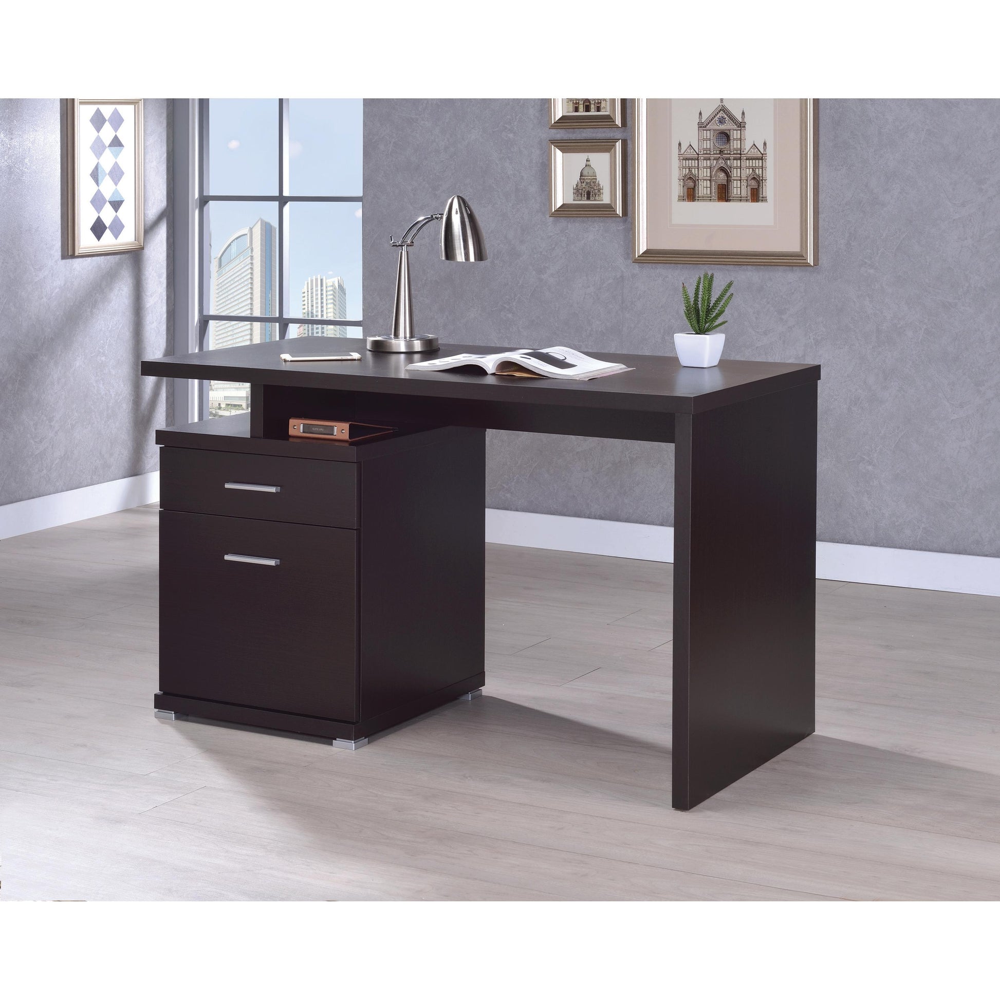  Coaster Furniture Irving 800109 47-inch 2-Drawer Office Computer Desk - Cappuccino IMAGE 8
