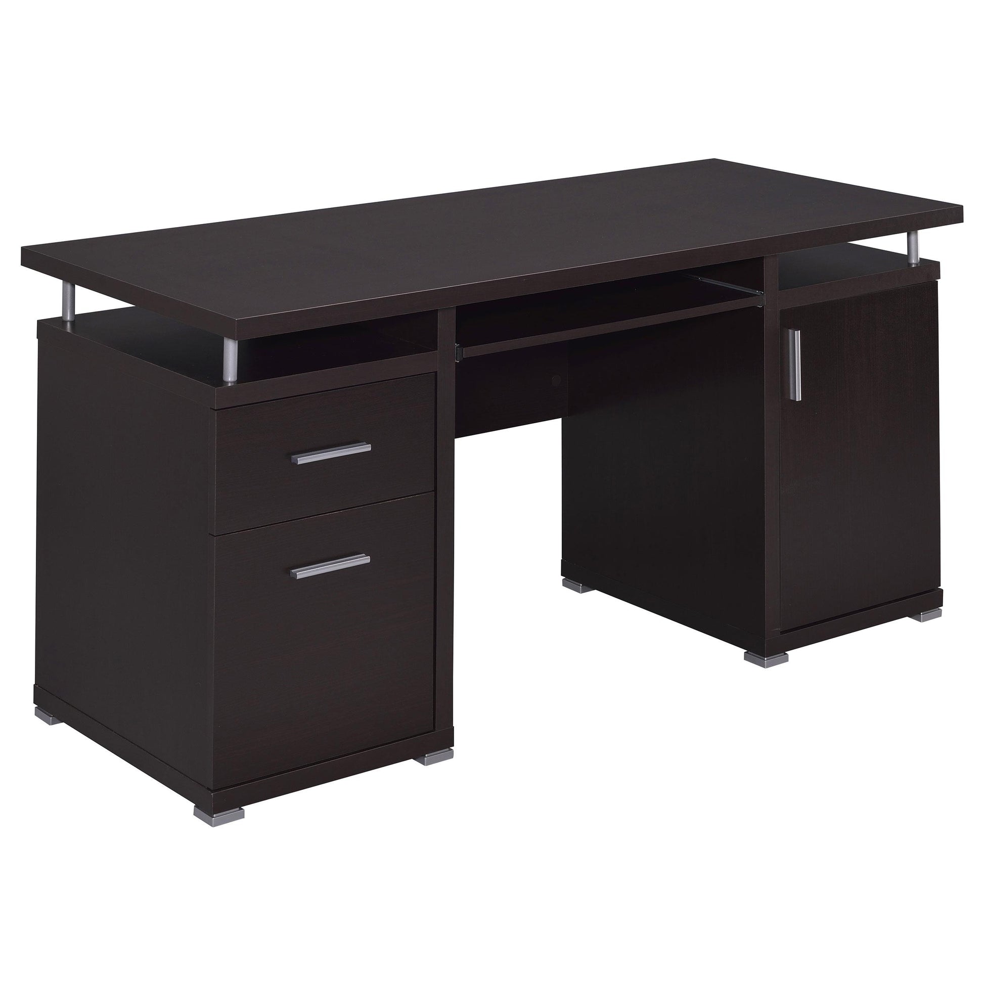  Coaster Furniture Tracy 800107 55-inch 2-Drawer Office Computer Desk - Cappuccino IMAGE 1