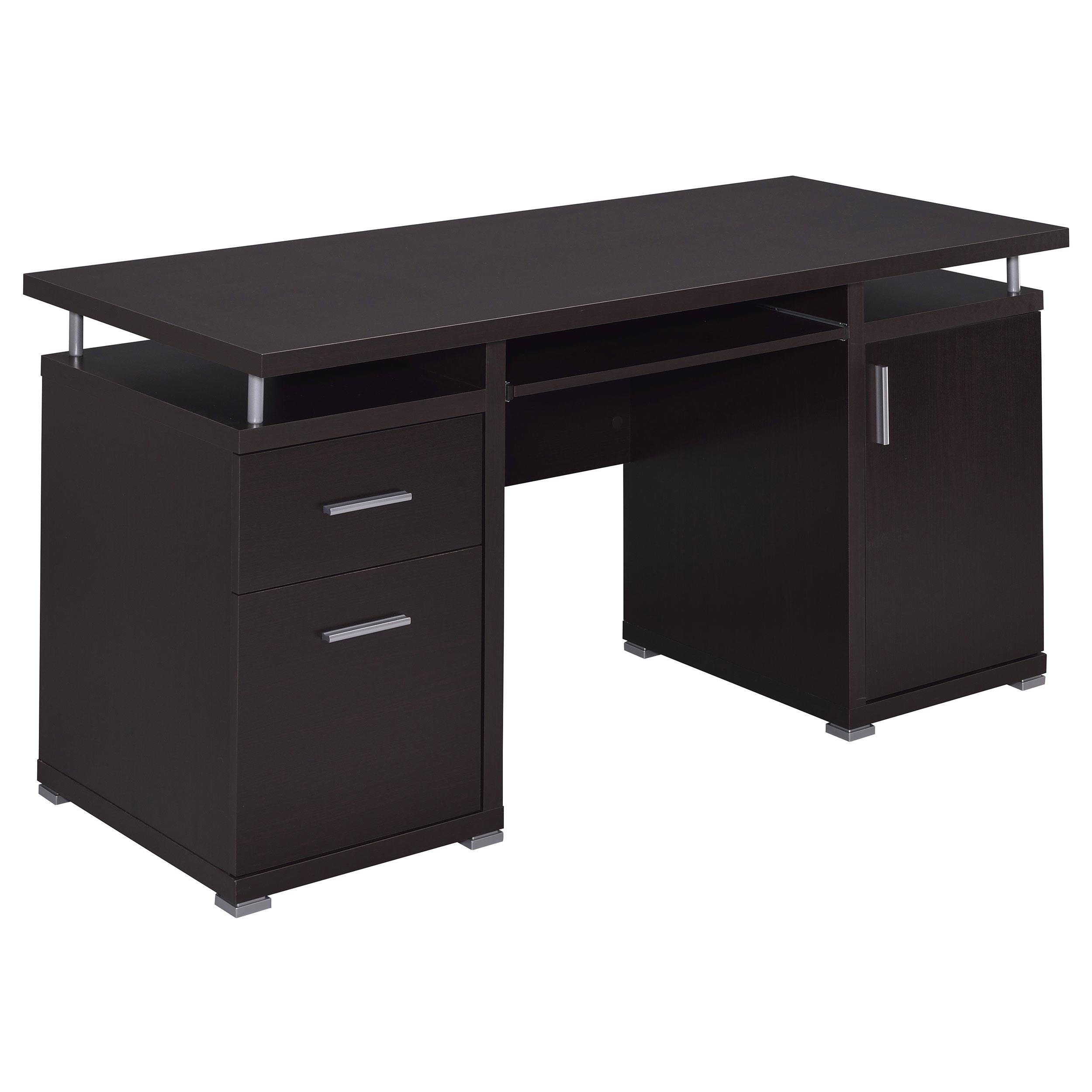  Coaster Furniture Tracy 800107 55-inch 2-Drawer Office Computer Desk - Cappuccino IMAGE 1