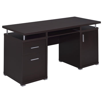  Coaster Furniture Tracy 800107 55-inch 2-Drawer Office Computer Desk - Cappuccino IMAGE 1