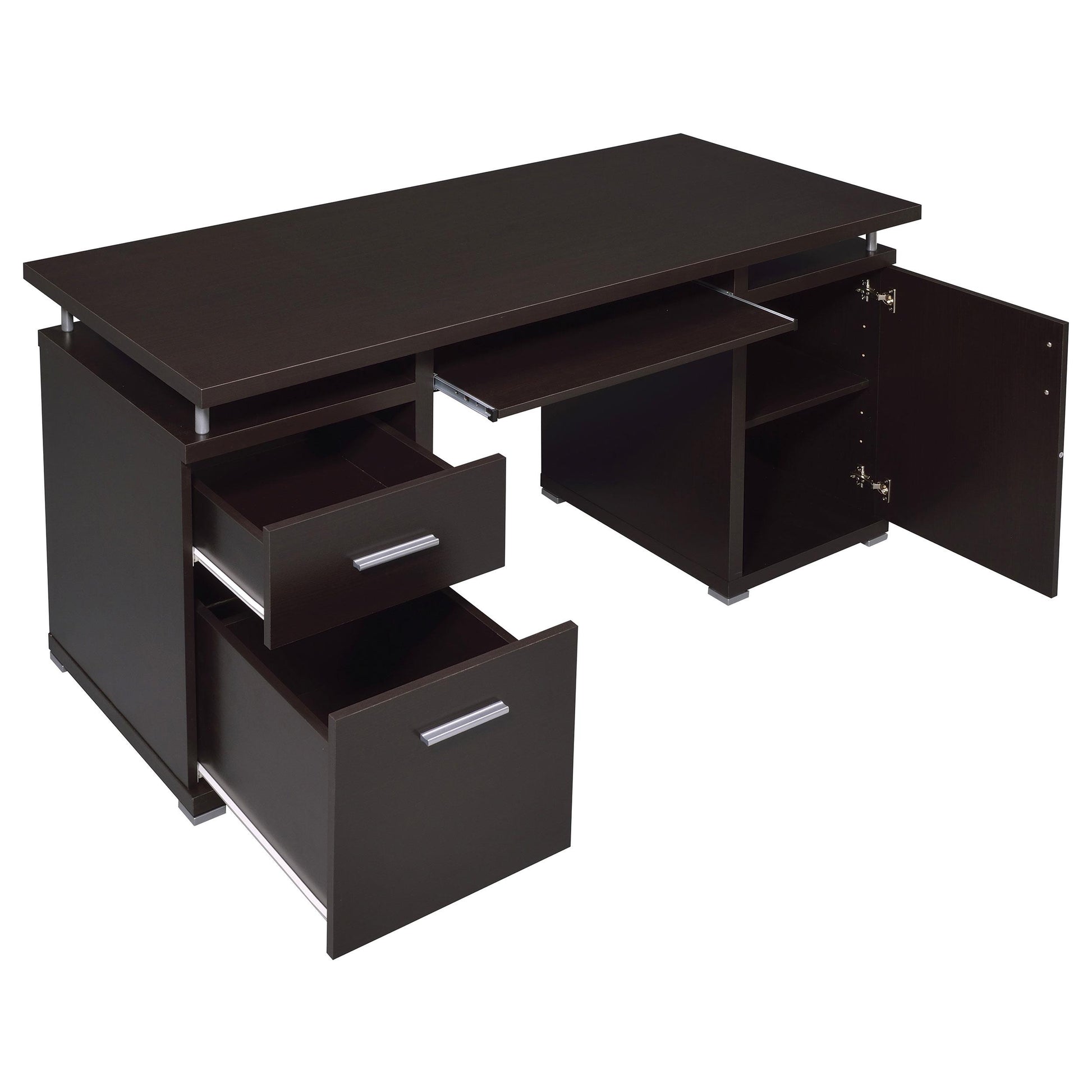  Coaster Furniture Tracy 800107 55-inch 2-Drawer Office Computer Desk - Cappuccino IMAGE 2