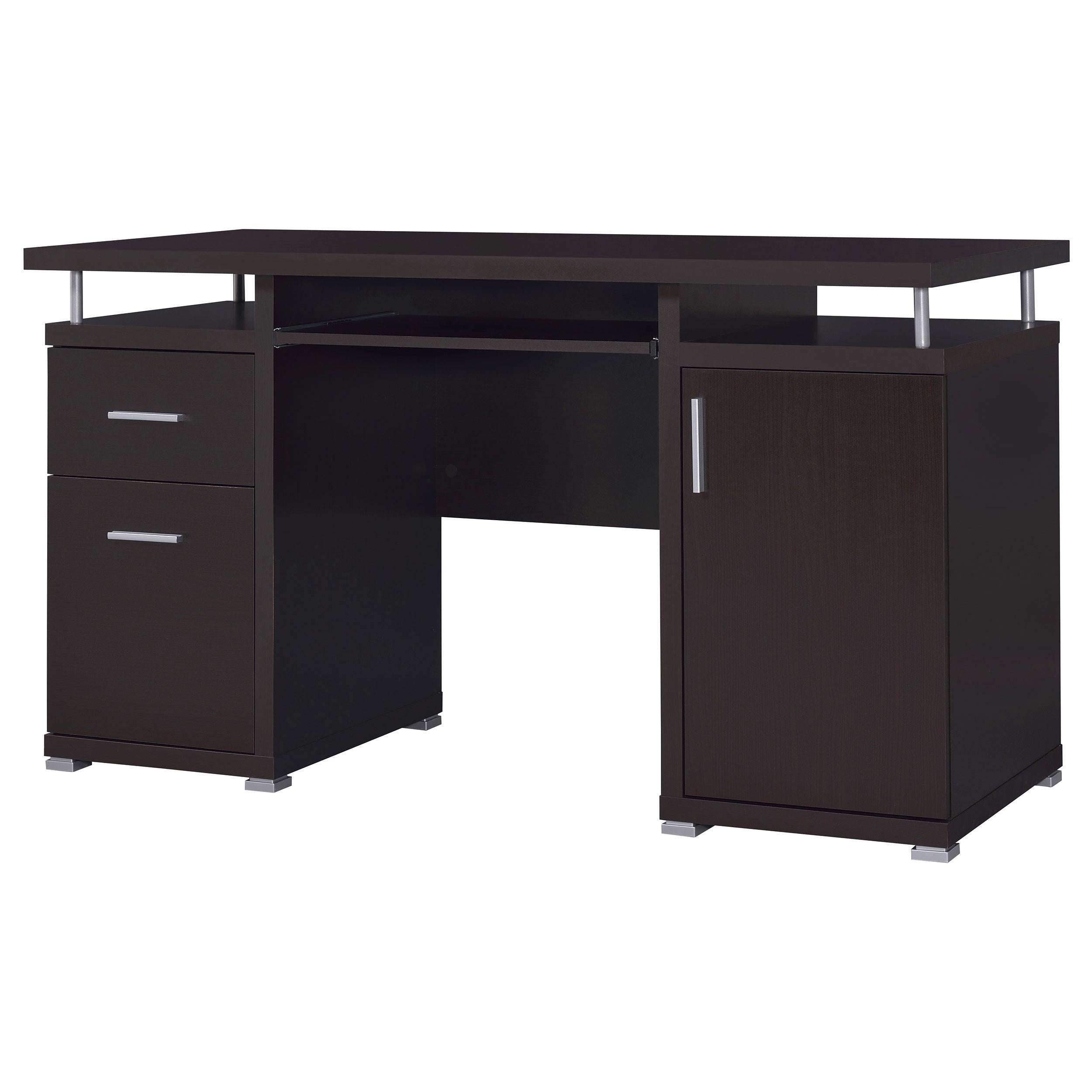  Coaster Furniture Tracy 800107 55-inch 2-Drawer Office Computer Desk - Cappuccino IMAGE 4